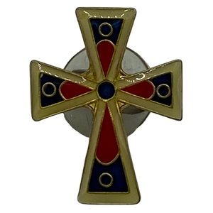 Vintage 1987 Cross Church Enamel Pin